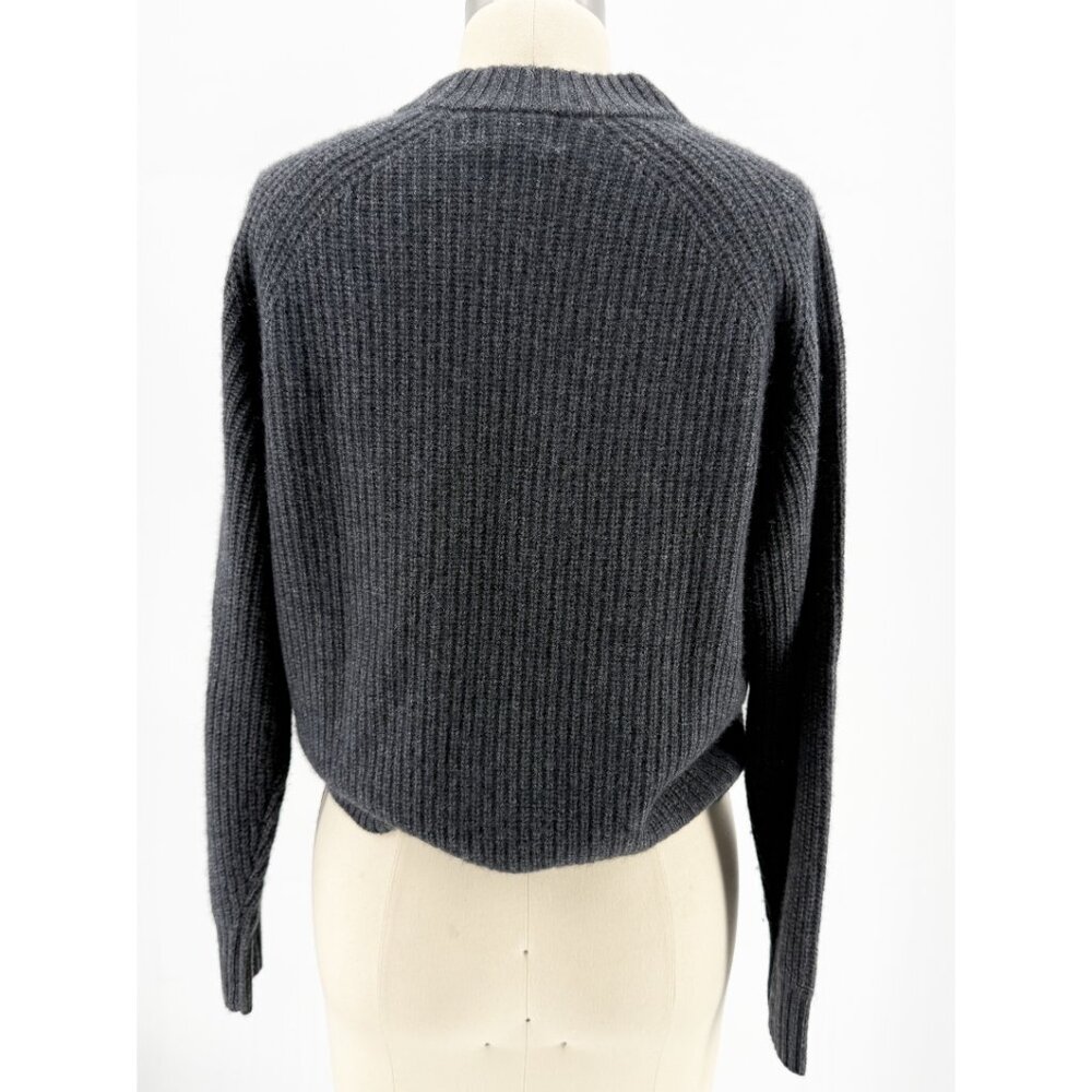 27 Miles Misia Cashmere Cropped Crew S Charcoal Grey - Picture 3 of 7